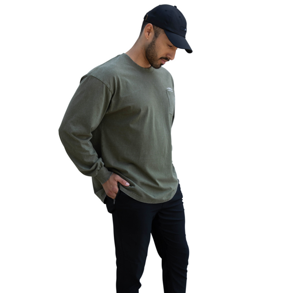 98 Urban Flux Acid-Washed Long Sleeve Shirt (Moss)