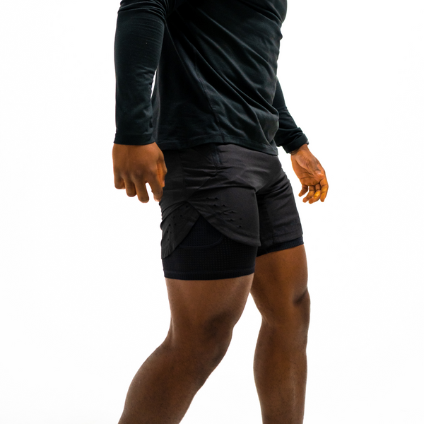 Close-up of men's athletic shorts with a visible liner, showing the features and benefits of the liner for added support and comfort during physical activity.