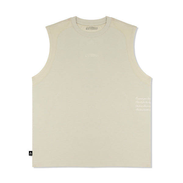 28 Stealth Minimal Sleeveless Tank Top (Relaxed Fit, Beige)