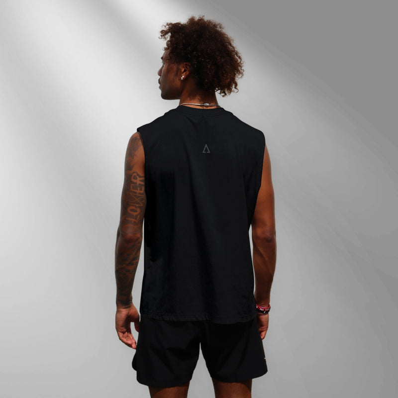 28 Stealth Minimal Sleeveless Tank Top (Relaxed Fit, Black)