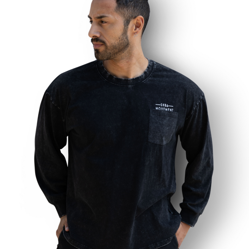 98 Urban Flux Acid-Washed Long Sleeve Shirt (Charcoal)