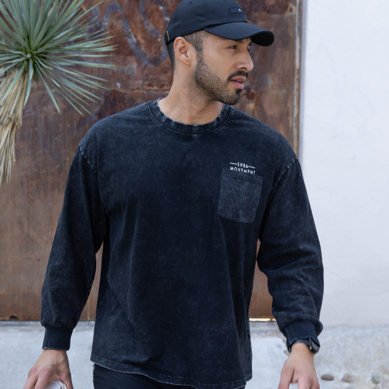 98 Urban Flux Acid-Washed Long Sleeve Shirt (Charcoal)