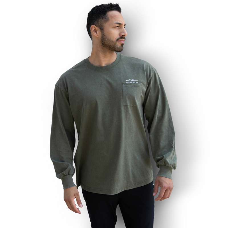 98 Urban Flux Acid-Washed Long Sleeve Shirt (Moss)