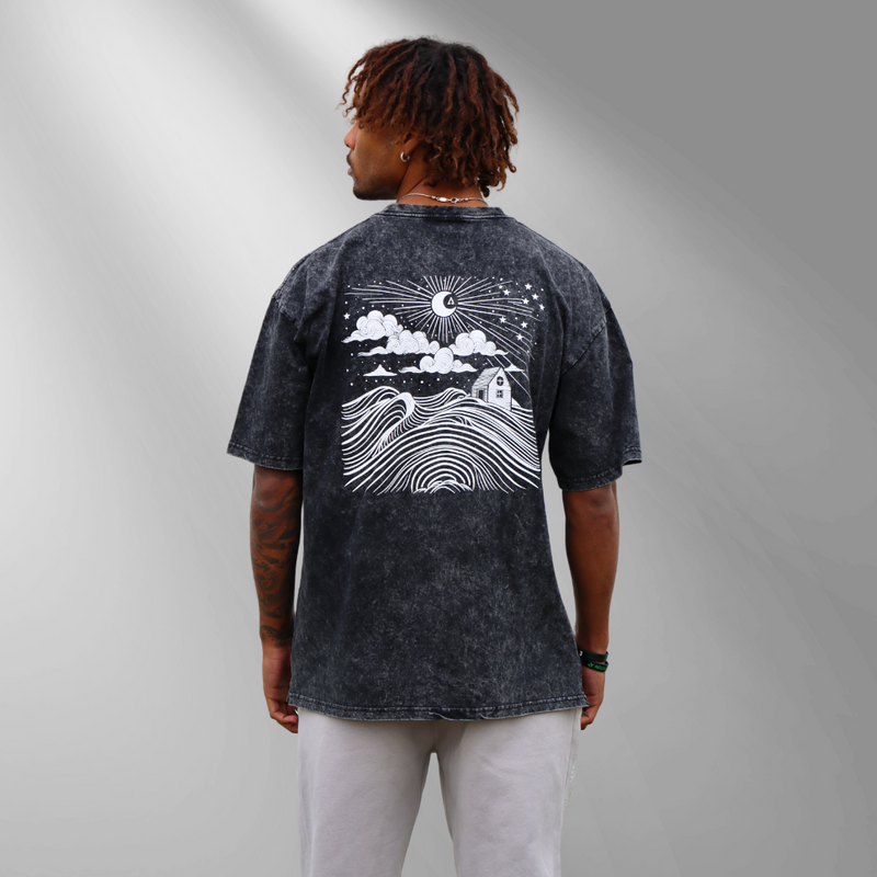 99 Urban Flux Acid-Washed Oversize Tee (Charcoal)