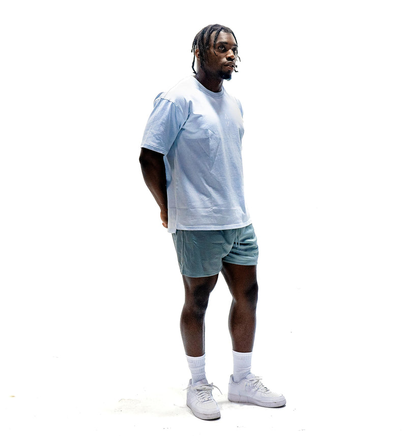 99 Urban Flux Acid-Washed Oversized Tee (Oversized Fit, Sky)